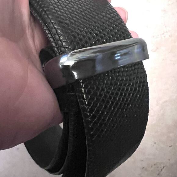 Vintage RARE Miss Ellen Ruth Levy NYC Black Python Wide Slide Belt Womens - Picture 4 of 6